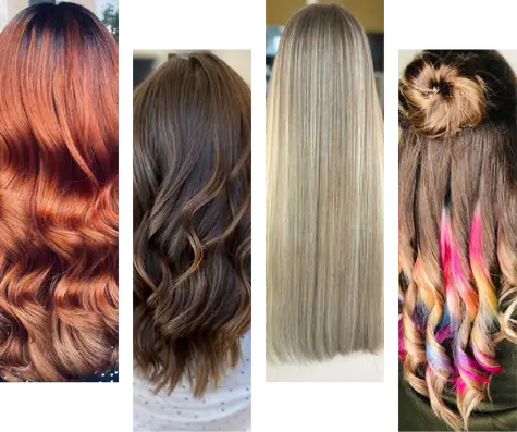 Bilder-Mix von 4 Kundenergebnissen mit colorierten Haaren