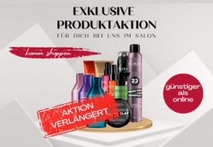 Bild einer Auswahl aus unserer Redken-Produktpallette mit Hinweis zu unserer verlängerten Aktion