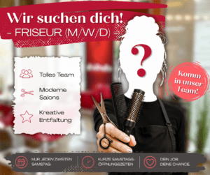 Stellenanzeige "Wir suchen dich als Friseur bei Ehrlich Friseur"